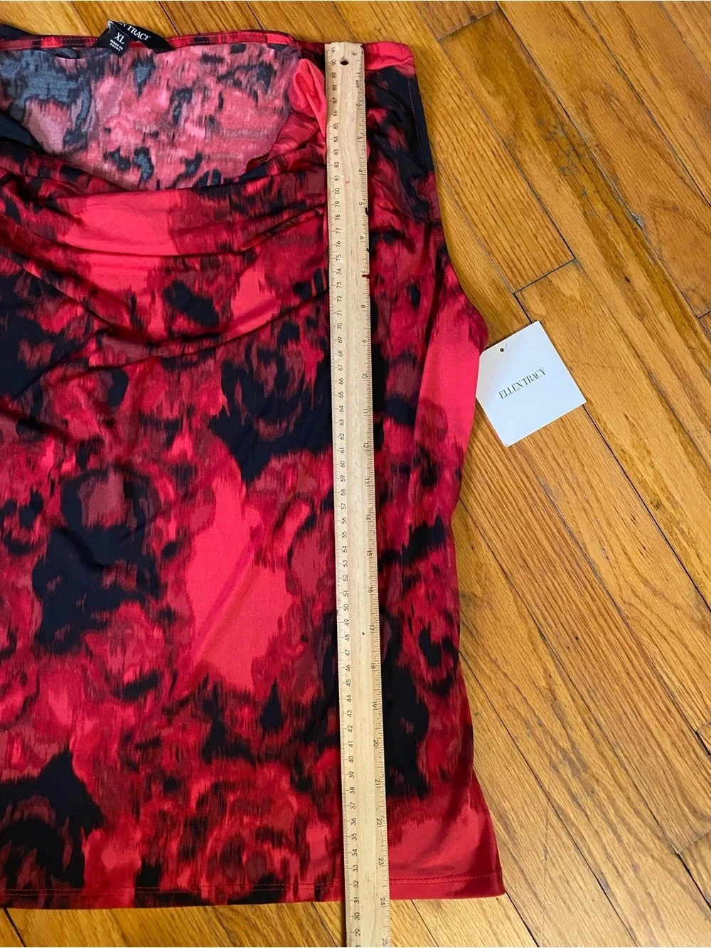 Ellen Tracy Red and Black Abstract Print Sleeveless Blouse XL